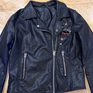 Fun faux leather biker jacket with crystal designs. Excellent condition
